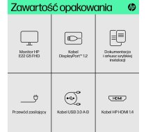 HP E22 G5, 21.5/IPS, 1920x1080/75Hz, 1000:1, 5 ms, 250cd, HDMI/DP, 3-3-0, pivot | 6N4E8AA | 196786298073