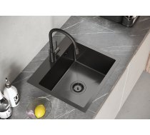 Zlewozmywak GraniteQ QUADRON LUKE 100 zlewozmywak stalowy czarny metalowy (50x45x20) z syfonem 1-komorowy b/o | CA_ZH5045PVDG-QDR | 5906954206589