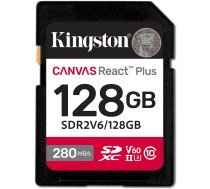 128 GB SDXC karta Kingston Canvas React Plus triedy UHS-II U3 V60 (rýchlosť zápisu 280 MB/s, rýchlosť čítania 100 MB/s) | SDR2V6/128GB | 740617340617 | RF-SD-KNG-217