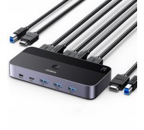 Przełącznik Ugreen Przełącznik KVM UGREEN CM664 switch 3xUSB-A,2xUSB-B,2xUSB-C,3xHDMI,micro USB czarny | UGR1824 | 6941876217076