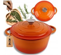 EMALIOWANY GARNEK ŻELIWNY 24cm 4L HAGE ORANGE | DQ24-orange | 5900415904953
