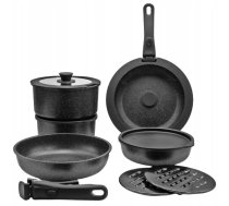 Brunbeste Zestaw garnków garnki marmurkowe komplet indukcja gaz 13-ELE czarne BRUNBESTE BB-5533 | BB-5533 | 5906716955335