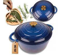 EMALIOWANY GARNEK ŻELIWNY 26cm 5L HAGE NIEBIESKI | DQ26-blue | 5900415903789
