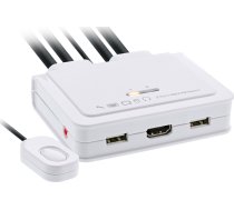 Przełącznik InLine InLine® KVM Switch, 2-port, USB-C + HDMI to HDMI, 4K, with audio, integrated cable | 62614I | 4043718284672