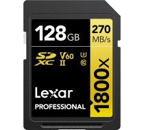 Lexar memory card SDXC 128GB Professional 1800x UHS-II U3 V60 | LSD1800128G-BNNNG | 843367124503 | RF-SD-LXE-073