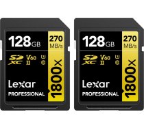 Lexar SDXC 128GB Professional 1800x UHS-II U3 (180/270 MB/s) - 2 szt. | LSD1800128G-B2NNG | 843367127535 | RF-SD-LXE-077