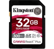 32 GB SDXC karta Kingston Canvas React Plus triedy UHS-II U3 V90 (rýchlosť zápisu 300 MB/s, rýchlosť čítania 260 MB/s) | SDR2/32GB | 740617301946