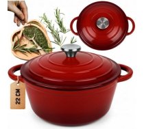 EMALIOWANY GARNEK ŻELIWNY 24cm 4L HAGE CZERWONY | DQ24-red | 5900415903246