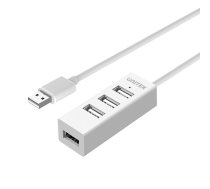 USB 4x HUB 2.0 Y-2146, 1x įkrovimo lizdas, baltas