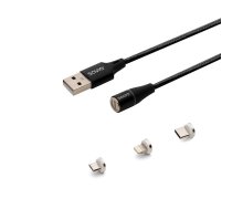 Savio CL-152 USB kabelis 1 m USB 2.0 USB C Micro USB A/Lightning Juoda