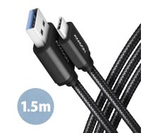 Axagon BUCM3-AM15AB USB 3.2 Gen 1 kabelis 1,5 m USB C - USB A Juodas