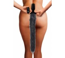 XR Brands Tailz Vibrating Fox Tail Plug Silicone Remote-Controlled Black