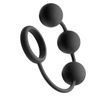 XR Brands Master Series Silicone Ring with 3 Weighted Balls Black