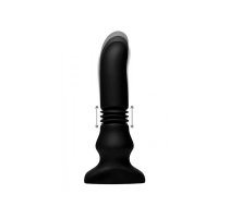 XR Brands Vibrating & Thrusting Silicone Plug with Remote, Black