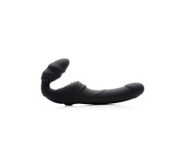 Slim Rider Ribbed Wireless Strapless Strap-On by XR Brands, Silicone, Black