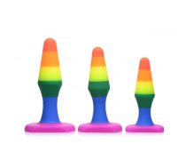 XR Brands Rainbow Silicone Anal Trainer Set - 3-Piece Graduated Plugs