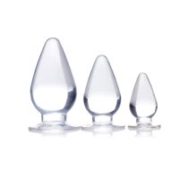 XR Brands Triple Cones Anal Plug Set 3 Sizes Transparent TPE