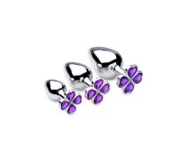 XR Brands Violet Flower Intimate Plug Set 3-Piece Aluminium Purple
