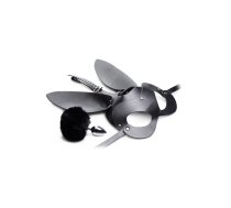 XR Brands Tailz Bunny Tail Plug & Mask Set - Black, Vegan Friendly