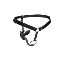 XR Brands Master Series Adjustable Harness with Silicone Plug Black
