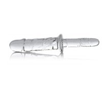 XR Brands Brutus Glass Rod Thruster - Textured Intimate Device Clear