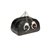 XR Brands Cuffed Travel Bag with Handcuff Handles Black Vegan Leather