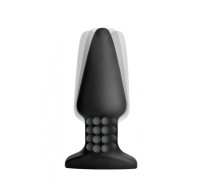 XR Brands Model R Intimate Plug with Rotating Beads, Black, Silicone