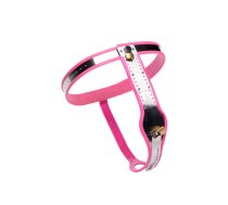 XR Brands Pink Stainless Steel Adjustable Chastity Belt for Women