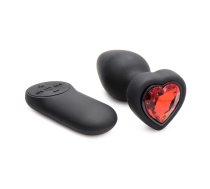 XR Brands Red Heart Silicone Plug with Remote Control - Small Size