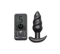 XR Brands Vibrating Silicone Swirl Plug Remote 25 Modes Black