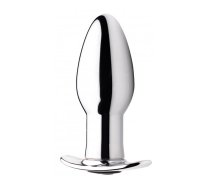 XR Brands Chrome Blast Small Metal Plug Rechargeable Vibrating Remote