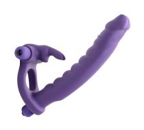 XR Brands Double Delight Rabbit Ring Vibrating System Purple Silicone