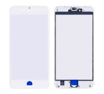 LCD stikliukas Apple iPhone 6 Plus su rėmeliu ir OCA baltas