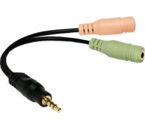 Logilink | Audio jack adapter, 4-pin, 3.5 mm stereo male to 2x 3.5mm female | 0.15 m