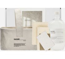 Meraki - Gift Box with Basket, Dish Cloth, Sponge & All-Round Cleaner - Beige/White - 1000 ml, 32x23x13.5 cm