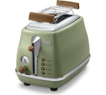 Delonghi Icona Vintage Toaster CTOV 2103.GR 900W, Stainless steel, Crumb tray, Defrost, Green / CTOV2103.GR