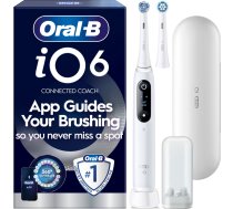 Oral B - iO6 Electric Toothbrush - White - 2 Brush Heads, Premium Travel Case