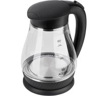 Adler | Kettle | AD 1274 | Standard | 2200 W | 1.7 L | Plastic/Glass | 360° rotational base | Black/ transparent