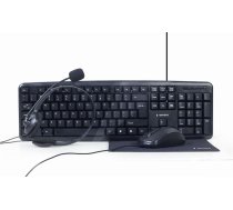 Gembird | 4-in-1 Multimedia office set | KBS-UO4-01 | Keyboard, Mouse, Pad and Headset Set | Wired | Mouse included | US | Black