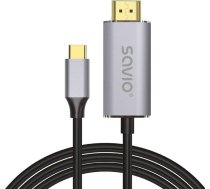 Savio USB-C to HDMI 2.0B cable, 2m, silver / black, gold tips, SAVIO CL-171