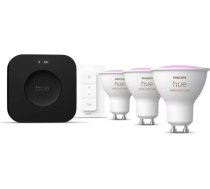 Philips Hue Starter set: 3 GU10 bulbs, dimmer switch, Hue Bridge Pro | GU10 | Zigbee, Wi-Fi, Bluetooth