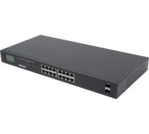 Intellinet 16-Port Gigabit Ethernet PoE+ Switch with 2 SFP Ports, LCD Display, IEEE 802.3at/af Power over Ethernet (PoE+/PoE) Compliant, 370 W, Endspan, 19" Rackmount