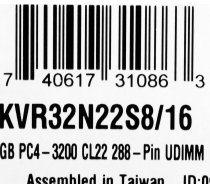 Kingston Technology KVR32N22S8/16 memory module 16 GB 1 x 16 GB DDR4 3200 MHz