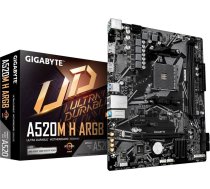 Gigabyte A520M H ARGB Motherboard - Supports AMD Ryzen 5000 Series CPUs, up to 5100MHz DDR4 (OC), PCIe 3.0 x4 M.2, 1 GbE LAN, USB 3.2 Gen 1