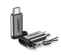 USB-C Female to Micro USB Male Adapter pelēks