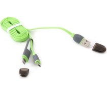 Platinet cable USB - microUSB/Lightning 1m, green (42872) ART#101020