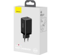 Baseus Travel Charger GaN3 Pro Quick wall charger C+C+U, PD3.0, QC4.0+, AFC (with Type C - Type C cable 1m) 65W EU Black (CCGP050101)