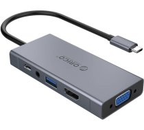 Orico Adapter Hub Orico 5-in-1, HDMI 4K + USB 3.0 + VGA + AUX + USB-C PD 60W MC-U501P-GY-BP