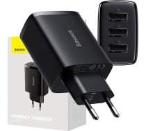 Baseus Travel Charger Compact wall Charger U+U+U, 17W EU black (CCXJ020101)