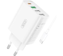 XO Wall charger XO L120 1xUSB-C,20W ,1x USB-1, 18W with cable USB-C (white) L120 CABLE C